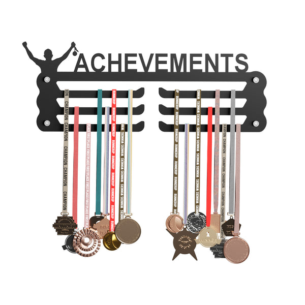 RUNNER Medal Hanger (Holds 60+ Medals - 48 * 30 CM) | Premium Steel | Matte Black Finish
