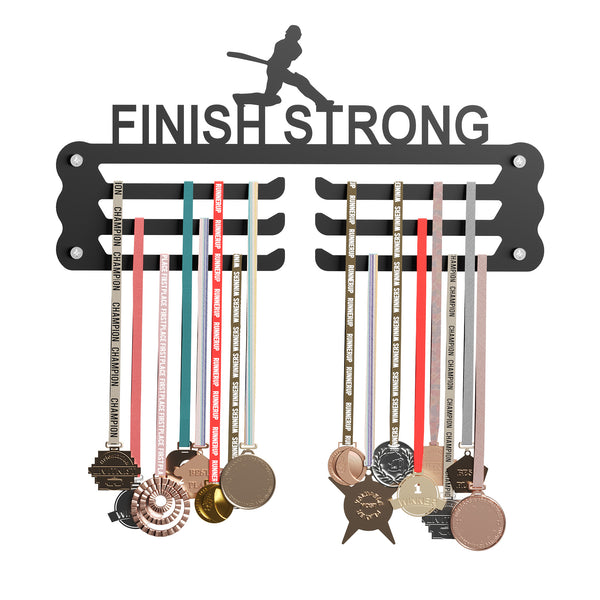 FINISH STRONG - IRON PRIDE Medal Hanger (Holds 60+ Medals - 48 * 30 CM) | Premium Steel | Matte Black Finish