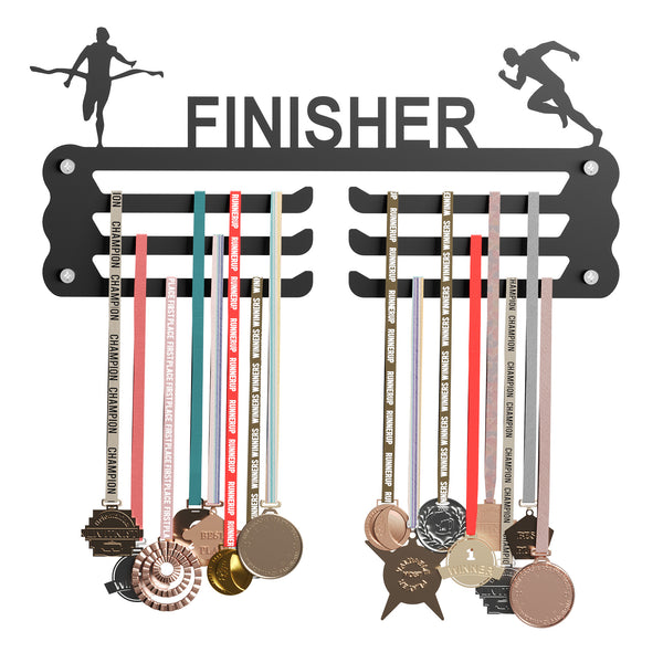 FINISHER Medal Hanger (Holds 60+ Medals - 48 * 30 CM) | Premium Steel | Matte Black Finish