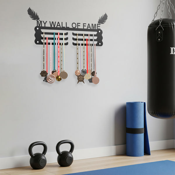 MY WALL OF FAME - IRON PRIDE Medal Hanger (Holds 60+ Medals - 48 * 30 CM) | Premium Steel | Matte Black Finish